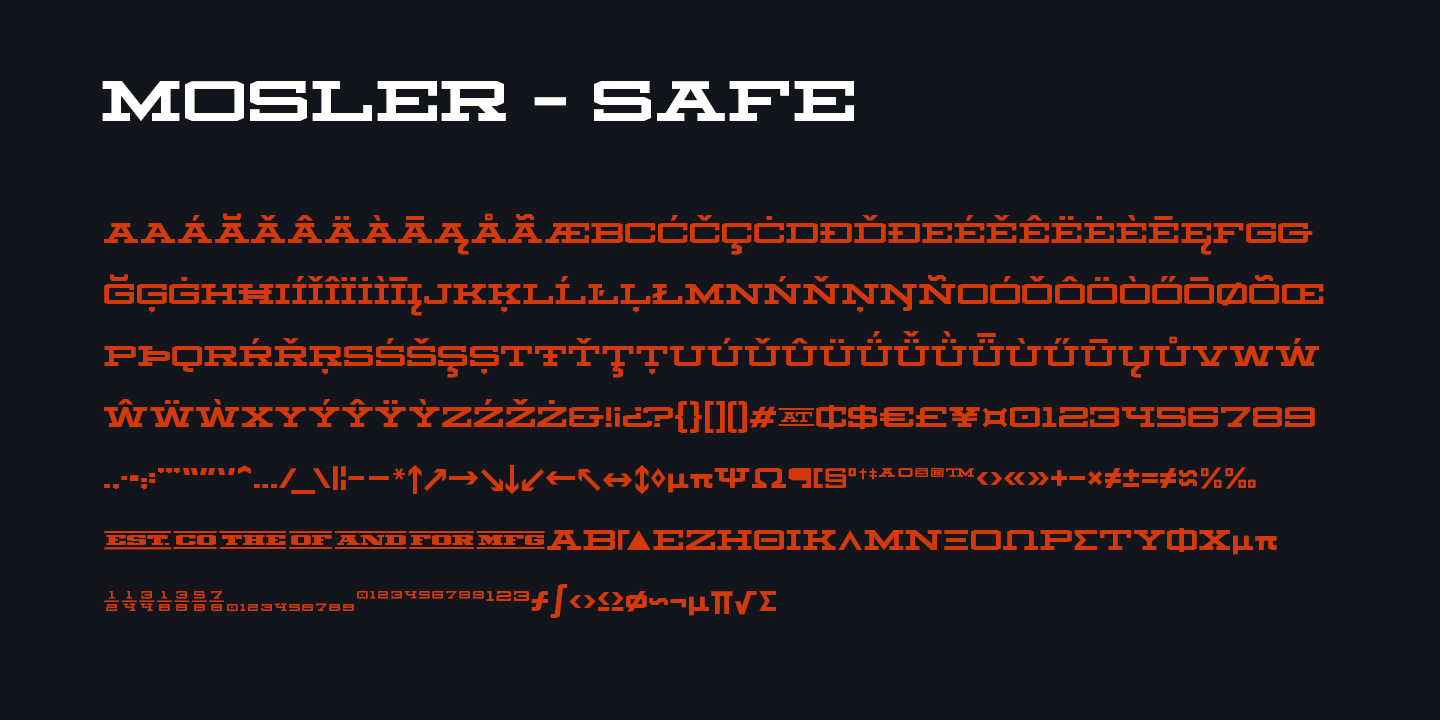 Przykład czcionki Mosler Safe
